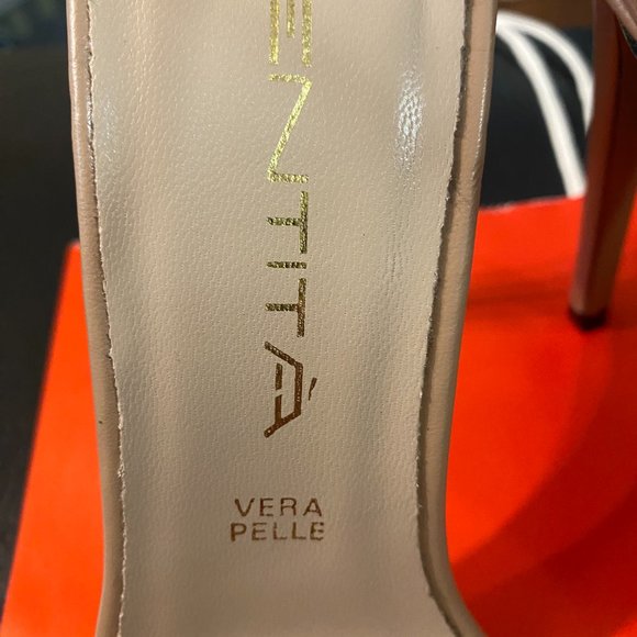 Pre-owned-IDENTITA Brand-Daisy Beige Leather High Heel Sandals-Made in Italy - Picture 5 of 6